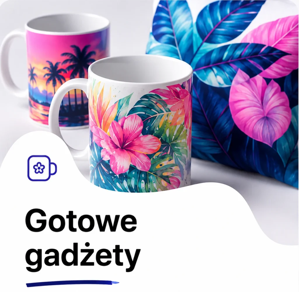Gadżety z nadrukiem sublimacyjnym.