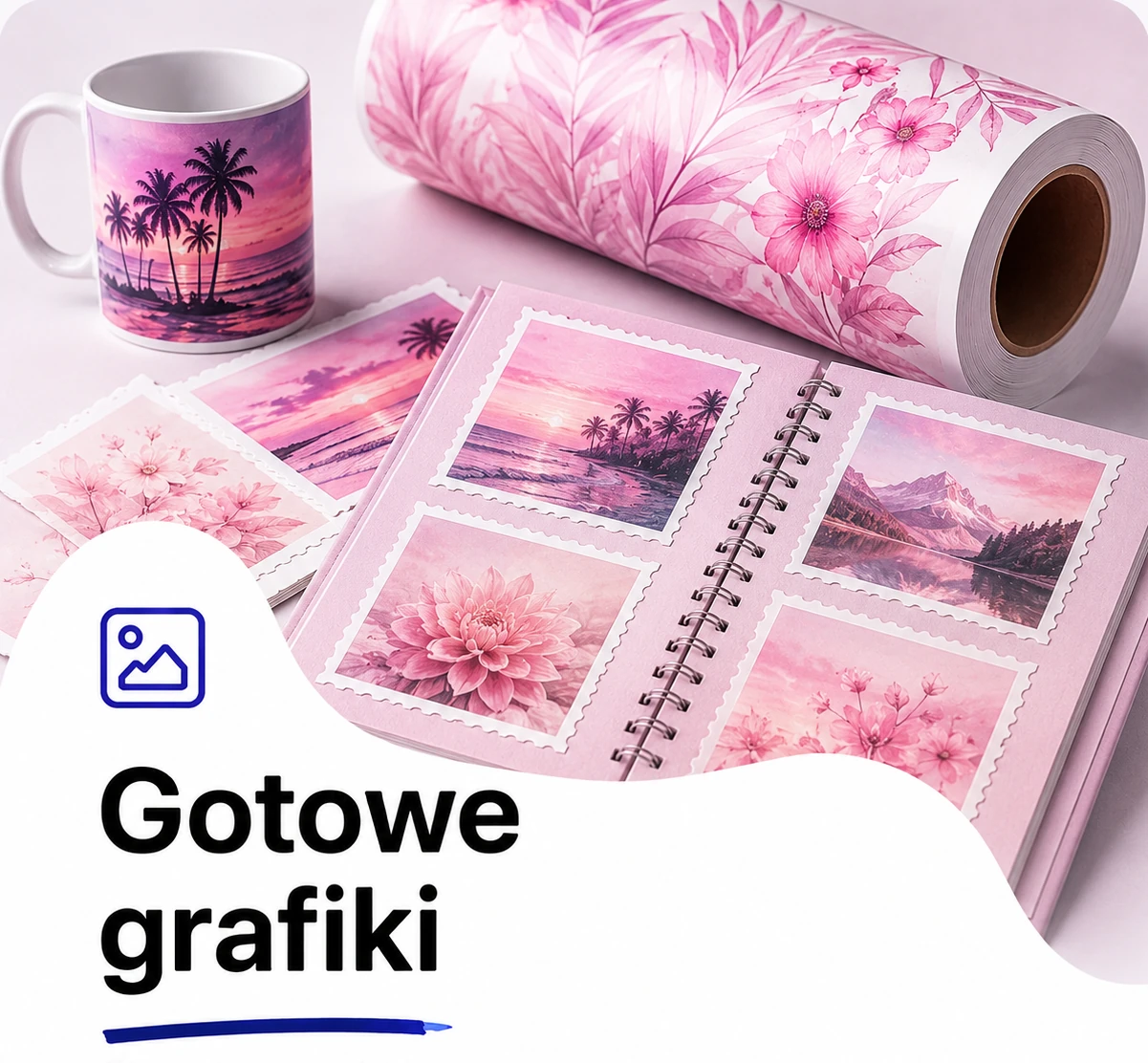 Grafiki przygotowane do znakowania sublimacyjnego.