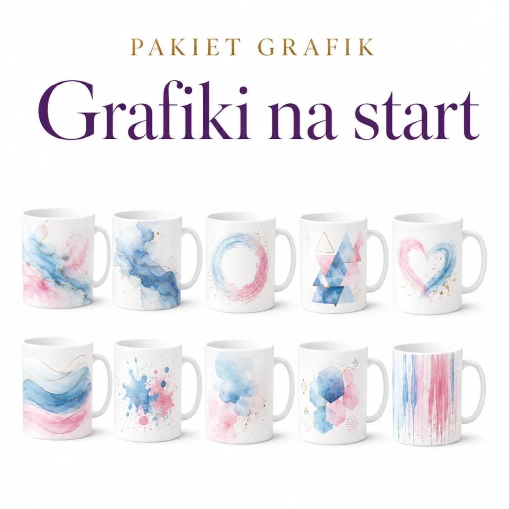 Pakiet grafik do nauki sublimacji na kubkach.
