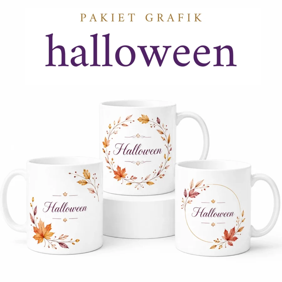 Grafiki do sublimacji kubków za darmo na halloween.