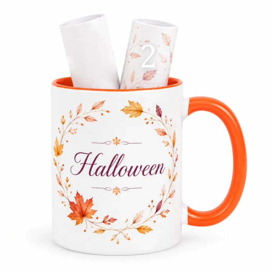 Pakiet obrazków do sublimacji na kubki o tematyce halloween i jesieni.